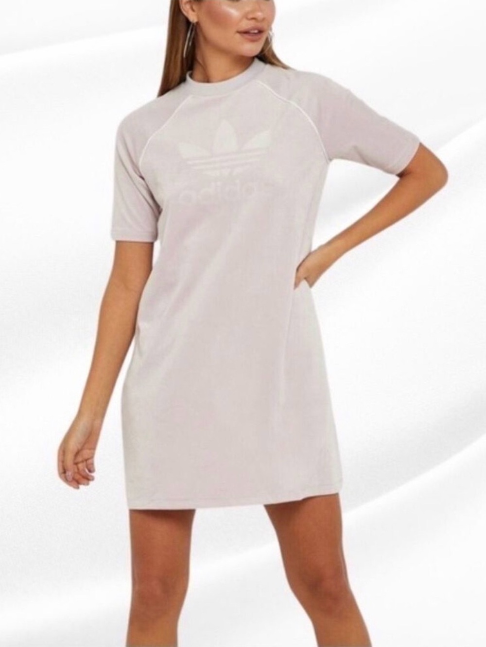 Adidas pale lilac short sleeve velour sport dress XS